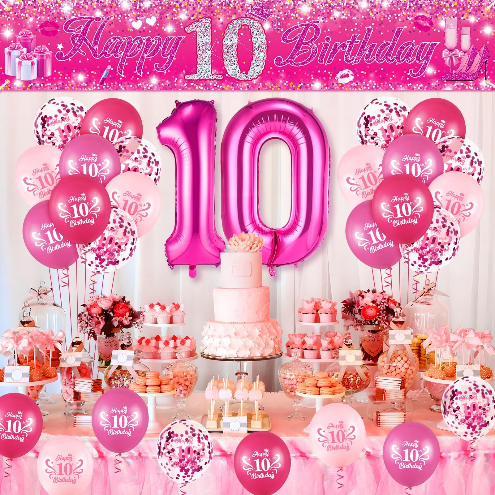 colorful 10th birthday balloon decorations