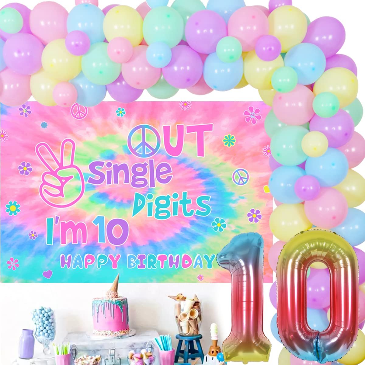 colorful 10th birthday decorations