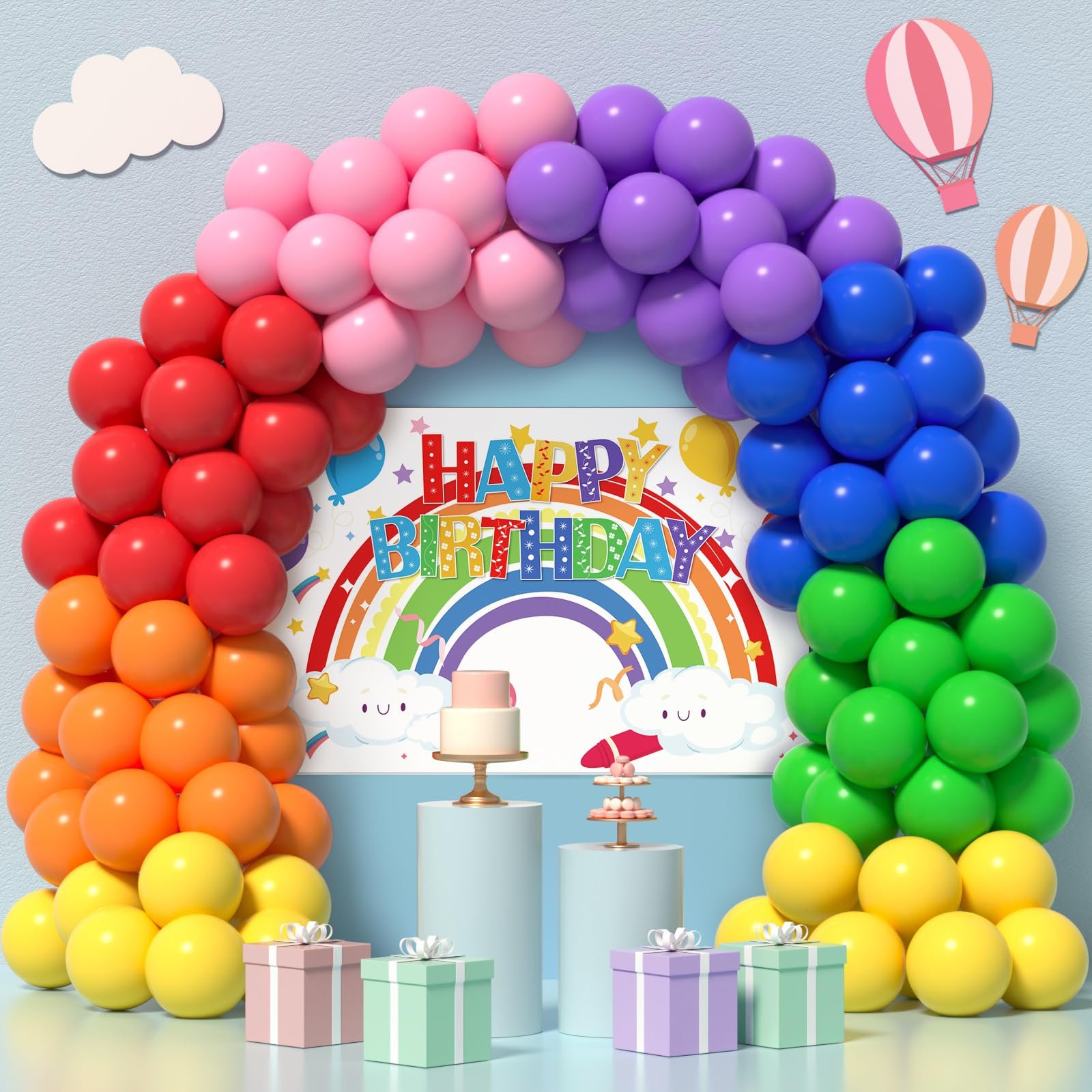 colorful balloon garland for birthday party